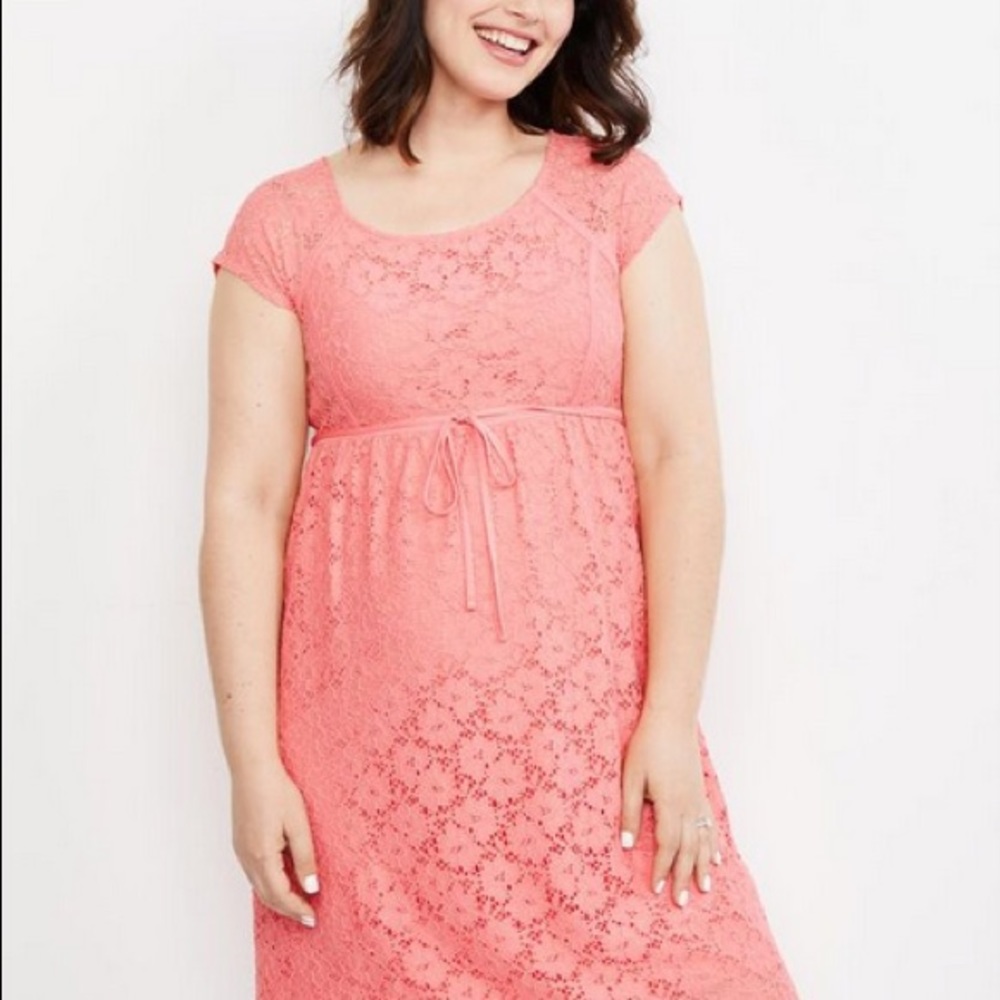 Motherhood Maternity Blue Pattern Lace Dress NWT